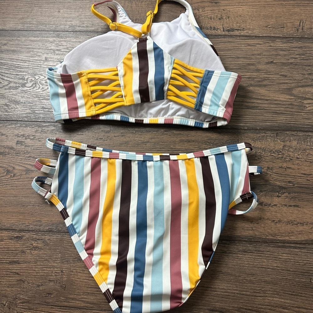 Colorful Striped  Bikini Set - Picture 2 of 2